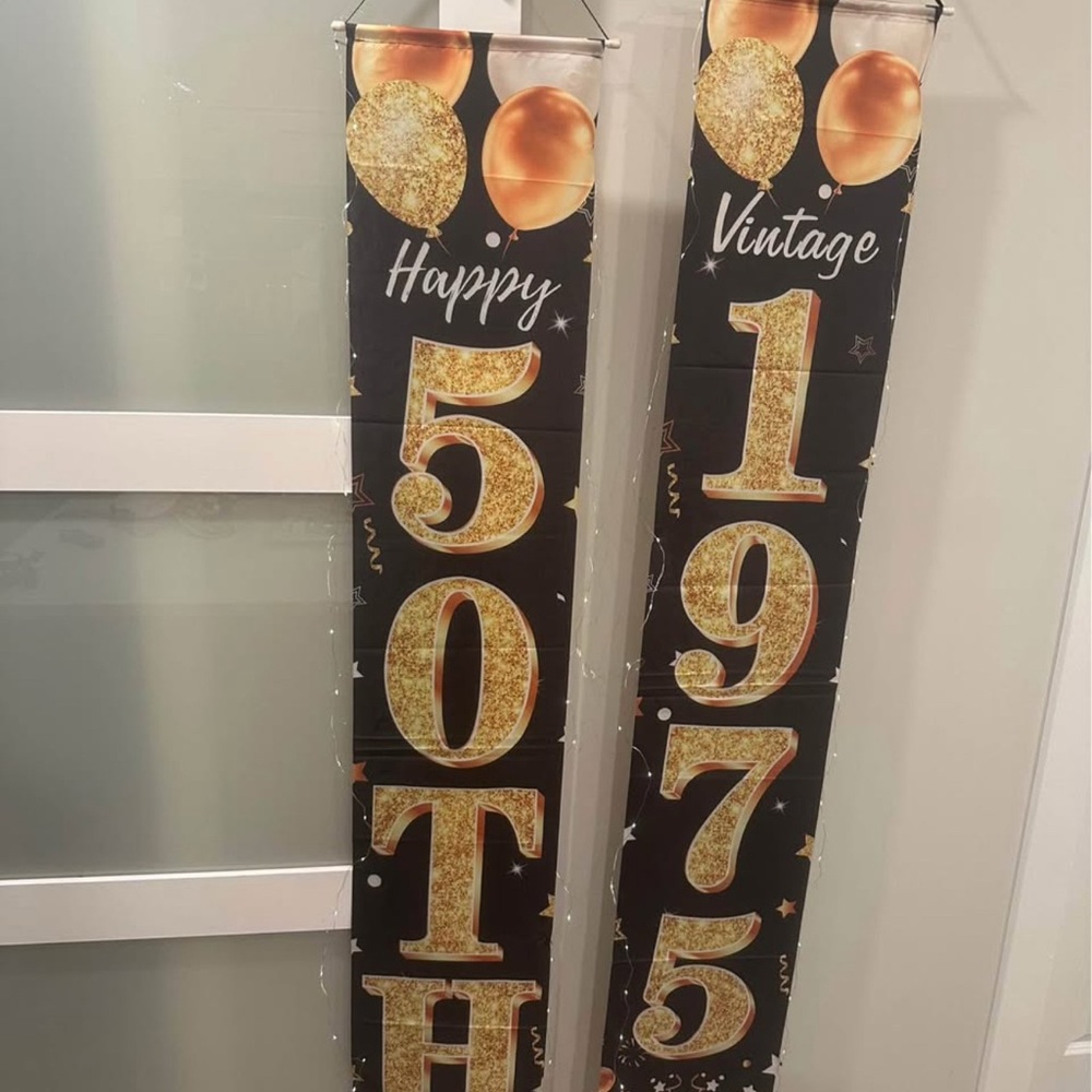 Gold and Black 50th Birthday Banner